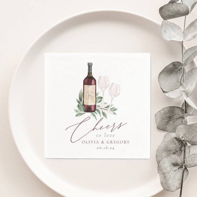 Servilleta De Papel Acuarela Vino Rojo Saludos Botánicos para Amar (Subido por el creador)