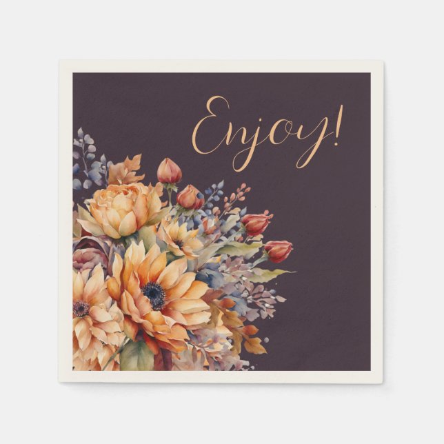 Servilleta De Papel Acuarela y flores-Purple-Enjoy- (Anverso)