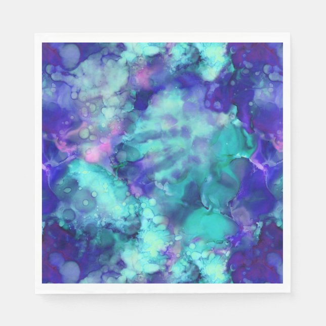 Servilleta De Papel acuarelas de fantasía azul: (Anverso)