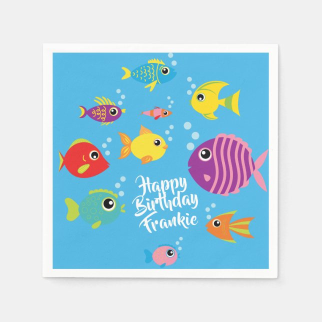 Servilleta De Papel Acuario de pescado Napkins Fiesta de cumpleaños (Anverso)