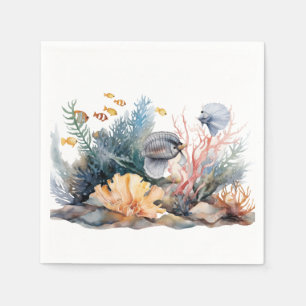 Servilleta De Papel Acuario de pintura marina