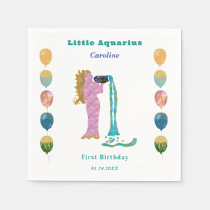 Servilleta De Papel Acuario Zodíaco Cumpleaños Globos y Artísticos 1er
