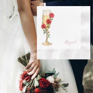 Servilleta De Papel Acuñan rosas rojas con nombre personalizado de cha