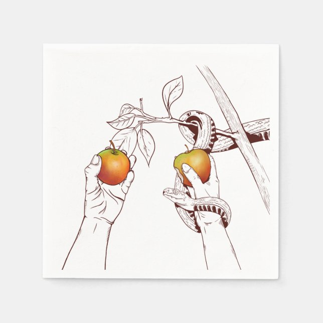 Servilleta De Papel Adán y Eva con la serpiente (Anverso)