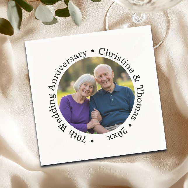 Servilleta De Papel Add Your Own Couple Photo 70th Wedding Anniversary (Subido por el creador)