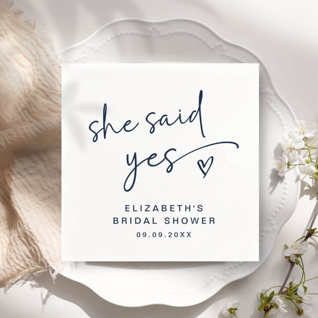 Servilleta De Papel ADELLA Modern Minimal Dijo Sí Ducha Bridal (Subido por el creador)