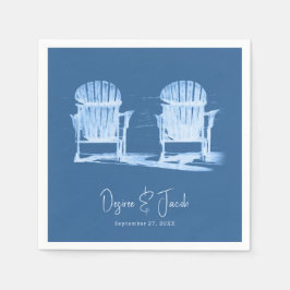 Servilleta De Papel Adirondack Beach Chairs Azure Blue White Boda