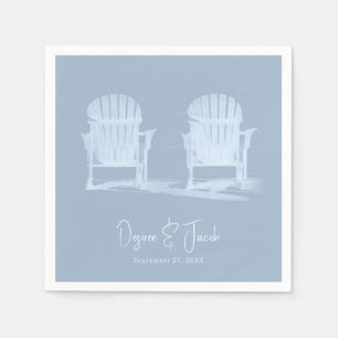 Servilleta De Papel Adirondack Beach Chairs Dusty Blue White Boda