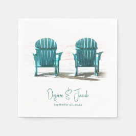 Servilleta De Papel Adirondack Beach preside Boda Verde azulado blanco