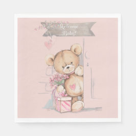 Servilleta De Papel Adorable acuarela Teddy Bear Baby Shower