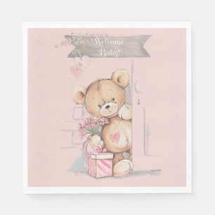 Servilleta De Papel Adorable acuarela Teddy Bear Baby Shower