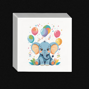Servilleta De Papel Adorable Baby Elephant Balloons Baby Shower