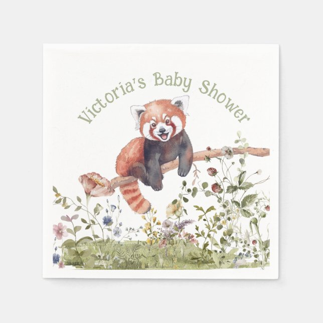 Servilleta De Papel Adorable Baby Red Panda Bear Baby Shower (Anverso)