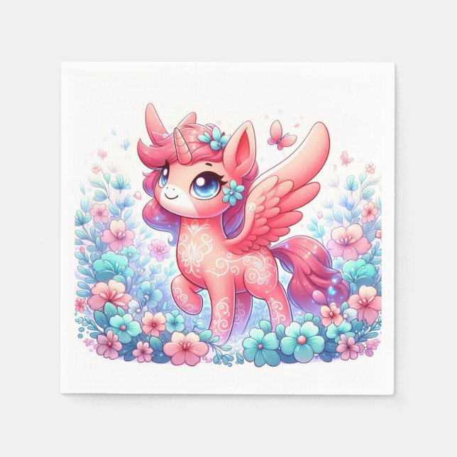 Servilleta De Papel Adorable Baby Shower de Unicornio moderno (Anverso)
