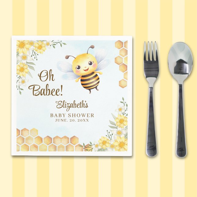 Servilleta De Papel Adorable Bee Baby shower Gender Neutral (Subido por el creador)