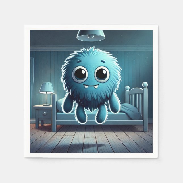 Servilleta De Papel Adorable Blue Fluffy Creature (Anverso)