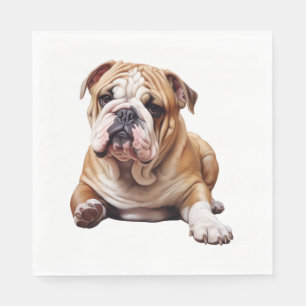 Servilleta De Papel Adorable Bulldog inglés pipa - Mascota final por