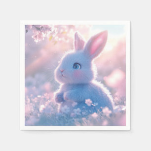 Servilleta De Papel Adorable conejo bebé en un campo de flores