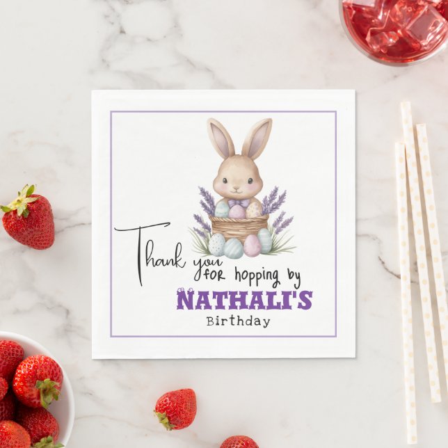 Servilleta De Papel Adorable cumpleaños con tema de conejo (In situ)