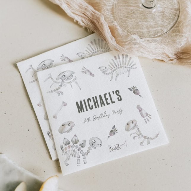 Servilleta De Papel Adorable Dino Dig Cumpleaños (Subido por el creador)