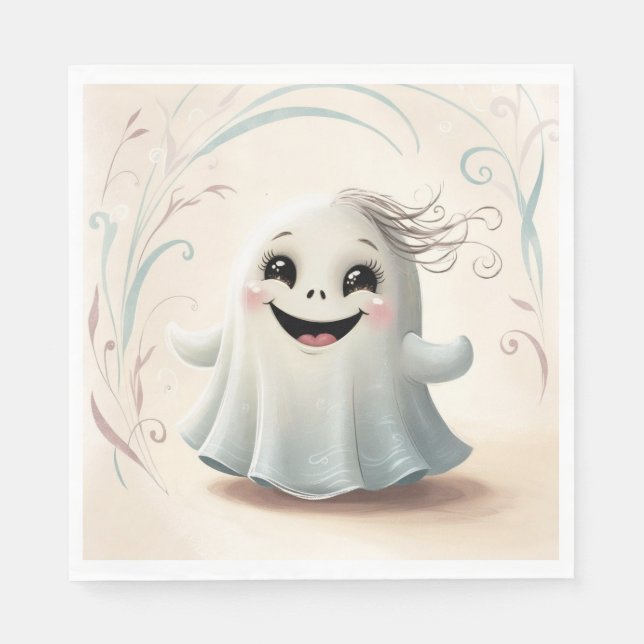 Servilleta De Papel Adorable diseño de Halloween, amigo fantasma (Anverso)