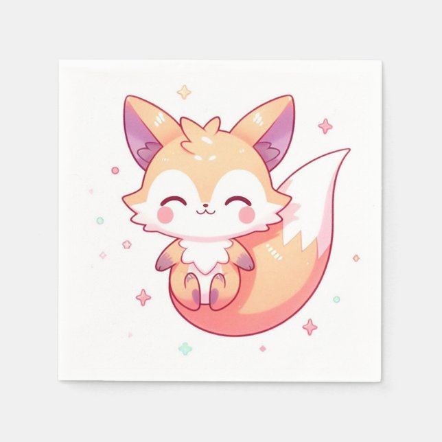 Servilleta De Papel Adorable Dreamy Fox Baby Shower (Anverso)