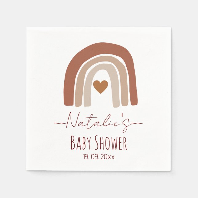 Servilleta De Papel Adorable ducha de bebé arco iris para su marrón (Anverso)