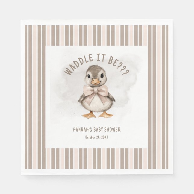 Servilleta De Papel Adorable Duckling Waddle It Be Baby Shower (Anverso)