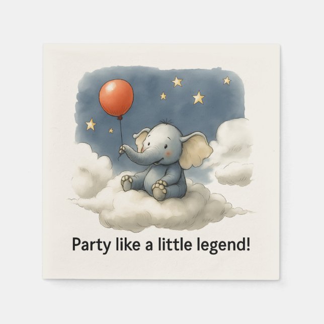 Servilleta De Papel 🎈Adorable Elephant Celebration Napkins 🐘✨ (Anverso)