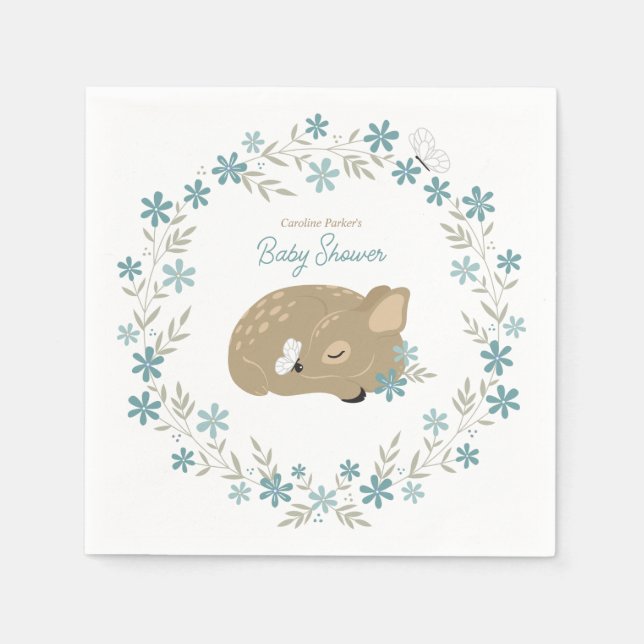 Servilleta De Papel Adorable Fawn Baby Shower (Anverso)