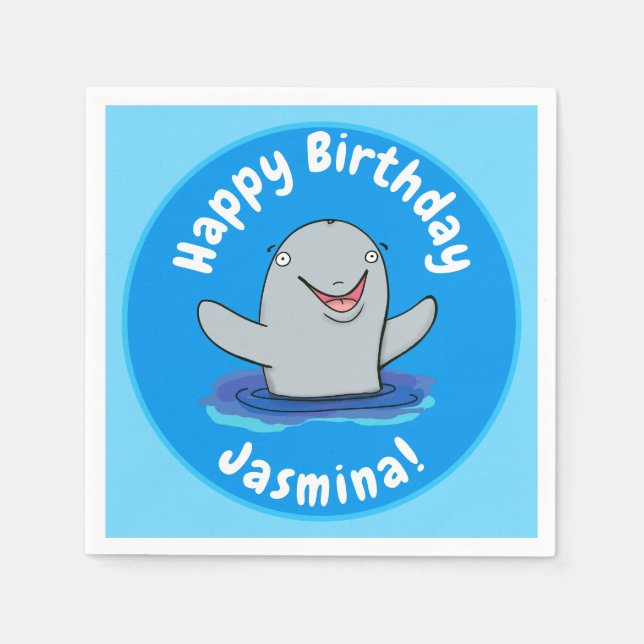 Servilleta De Papel Adorable feliz ilustracion personalizado de marsop (Anverso)