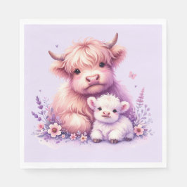 Servilleta De Papel Adorable Floral Highland Cow Baby Shower