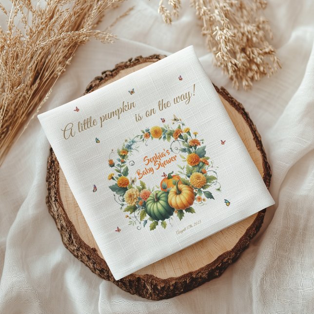 Servilleta De Papel Adorable Floral Wreath Pequeña Calabaza Baby Showe (Subido por el creador)
