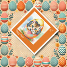 Adorable Gatito de Pascua en Huevo Colorido