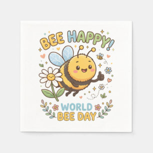 Servilleta De Papel Adorable ilustración "¡Abeja Feliz!" para el Día M