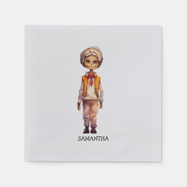 Servilleta De Papel Adorable Kid Zombie - Cute Halloween (Anverso)