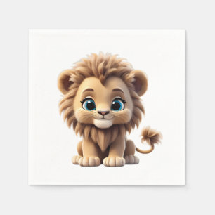 Servilleta De Papel Adorable Lion Cub Sitting Portrait Illustration
