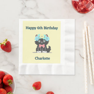 Servilleta De Papel Adorable Napkin de papel de cumpleaños de Black Ki