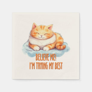 Servilleta De Papel Adorable Naranja Tabby Cat- Estoy probando lo mejo