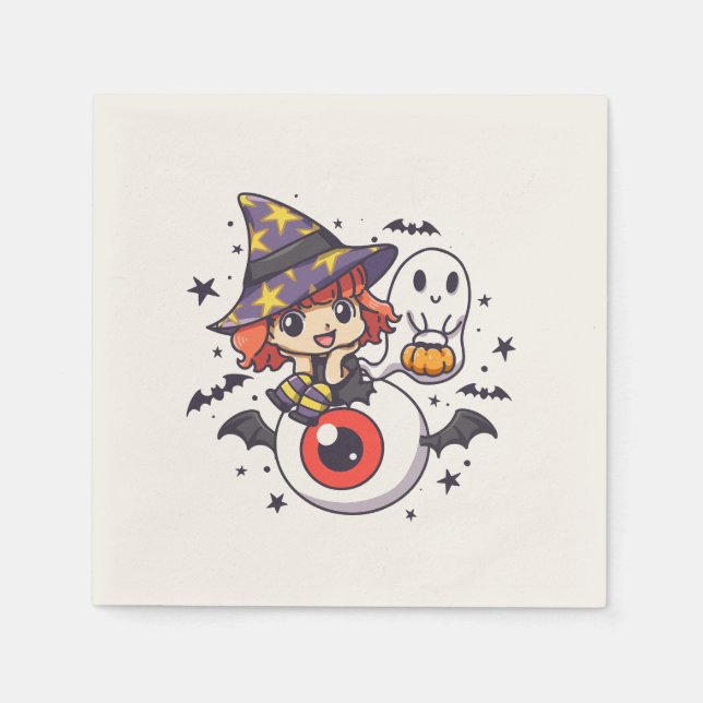 Servilleta De Papel Adorable niño Gorra de brujas en el ojo místico (Anverso)