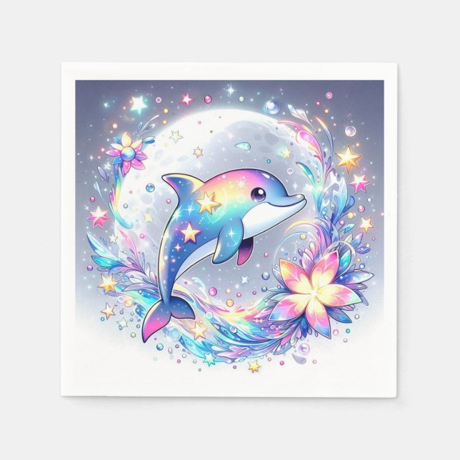 Servilleta De Papel Adorable Pastel Dolphin Baby Shower (Anverso)