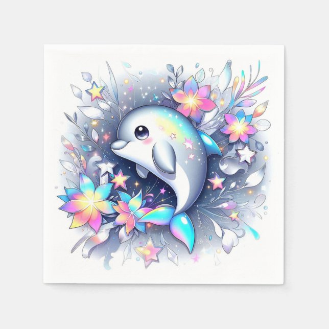 Servilleta De Papel Adorable Personalizado Dolphin Baby Shower (Anverso)