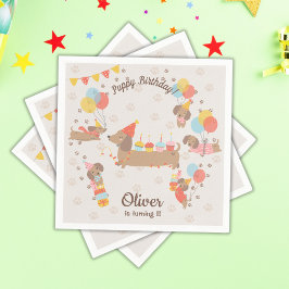 Servilleta De Papel Adorable Puppy Birthday Pawty