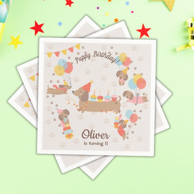 Servilleta De Papel Adorable Puppy Birthday Pawty (Subido por el creador)
