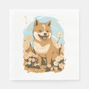 Servilleta De Papel Adorable Shiba Inu T-shirt Art Print with Graphic