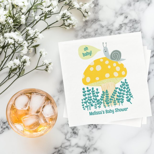 Servilleta De Papel Adorable Snail Mushroom Cute Butterfly Baby Shower (Adorable Snail Mushroom Cute Butterfly Baby Shower Napkins
)