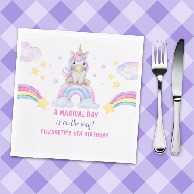 Servilleta De Papel Adorable Unicorn Birthday Girl (Subido por el creador)