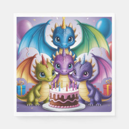 Servilleta De Papel Adorables dragones arcoiris