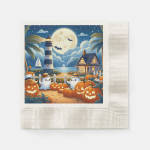 Servilleta De Papel Adorables fantasmas/calabazas náuticas/costeras de