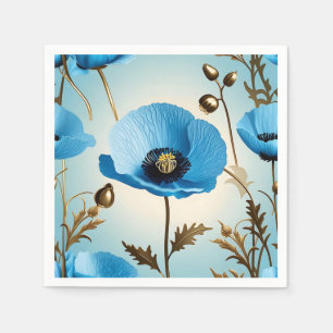 Servilleta De Papel Adormidera Azul Botánico De Lujo
